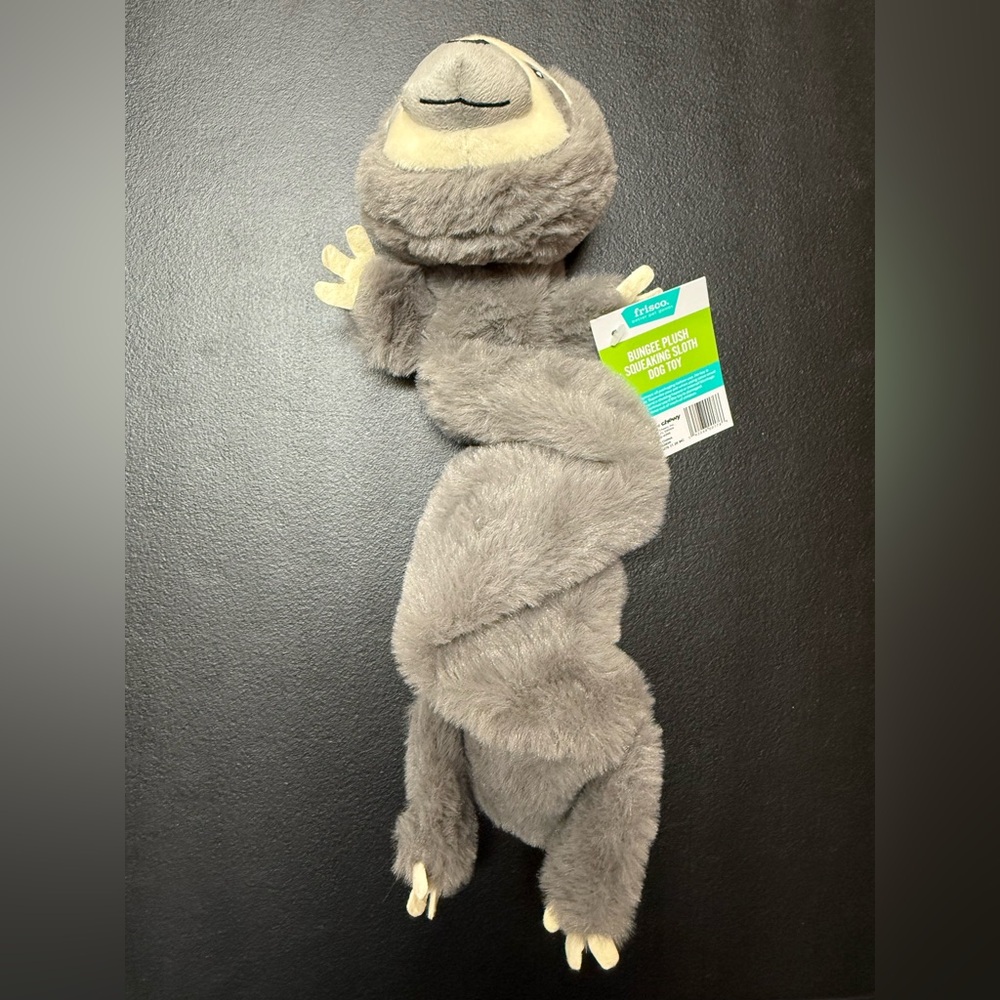 Frisco NWT Sloth Bungee Plush Squeaking Small Dog Toy